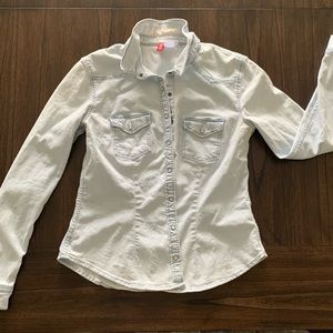 Light Blue H&M Divided Button Up Denim Top